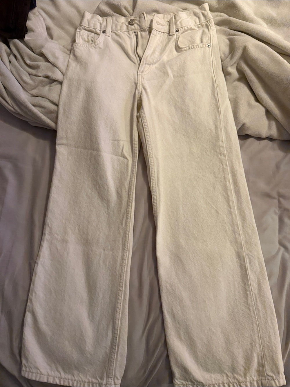 Girls Zara Cream Wide-Leg Jeans